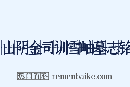 山阴金司训雪岫墓志铭是什么意思的图片